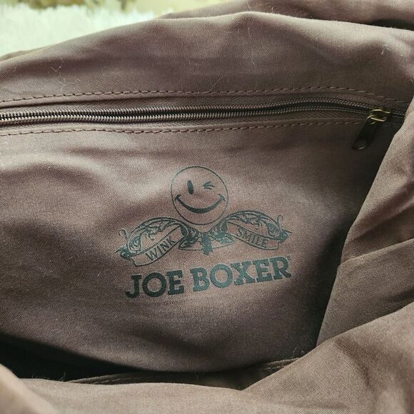 Joe Boxer Backpack Jute Fabric w/Vegan Strap Blue/White Brown - Picture 9 of 11